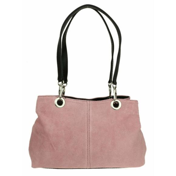 Italian Suede Shoulder Bag Lht Pink :3 - Picture 1 of 7